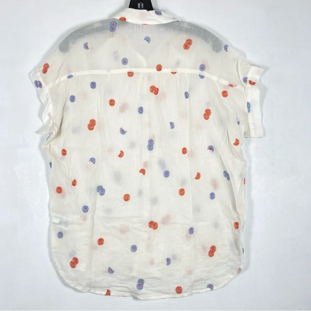 Madewell Shirt Daysi Women’s White XS Button Front Embroidered Floral Cotton - Picture 2 of 14